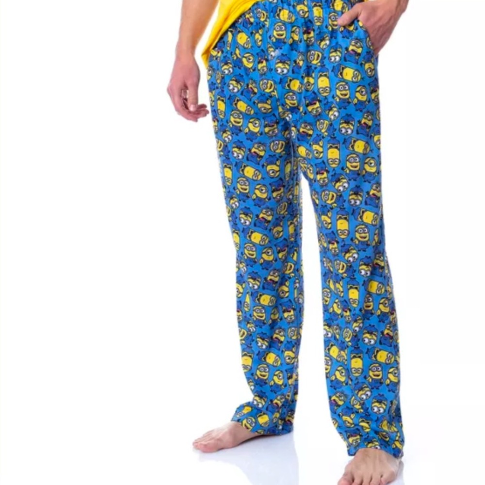 Despicable Me Movie Minion Blue Yellow Lounge Pants Pajama Bottoms Size M Medium